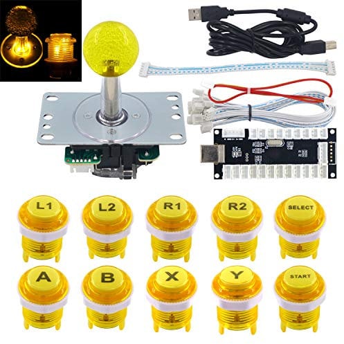 SJ@JX Arcade Game LED DIY Kit Mechanical Keyboard Switch Arcade LED Button Joystick Controller Zero Delay USB Encoder for PC MAME Retropie Jamma