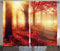 ABAKUHAUS Fallen Rustikaler Vorhang, Misty Morgen im Wald, Wohnzimmer Universalband Gardinen mit Schlaufen und Haken, 280 x 225 cm, Gelb Rot