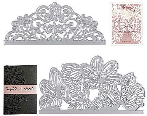VINFUTUR 2Stk Stanzschablone Grußkarte Metall Prägeschablonen Stanzmaschine Stanzformen Schneiden für DIY Hochzeitkarte Party Einladung Karte Umschlag Scrapbooking Sammelalbum Deko Blumen Cutting Dies