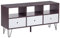 Meuble TV Marron et Blanc composé de 3 Tiroirs et 3 Espaces de Rangements Ouverts Style Moderne 60 cm de Hauteur Beliani