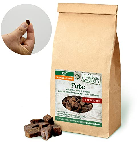 ORIGINAL LECKERLIES Putenstücke Trainingssnack 150g, 100% Pute für Hunde | Hypoallergen und getreidefrei, 100% Frischfleisch, natürliche Hunde Leckerlis fürs Hundetraining, für kleine & große Hunde