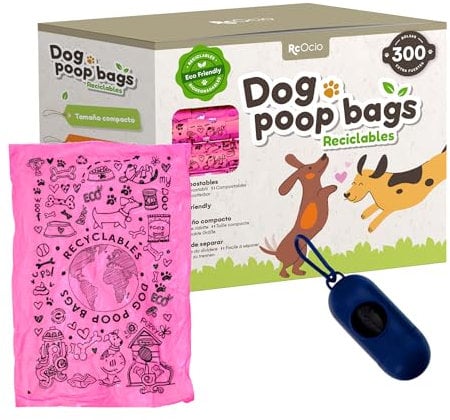 Hundekotbeutel mit Kotbeutelspender | Ökologische Hundekottüten für alle Rassen und Größen | Öko-Hundekotbeutel + Leinenbeutelhalter Bio-Hundekotbeutel für widerstandsfähige Bedürfnisse.