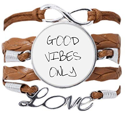 DIYthinker Good Vibes Only Zitat Art-Deco-Geschenk Mode Armband Liebeskette Seil Ornament Armband Geschenk, 8.8 inch, Leder, Nicht zutreffend.