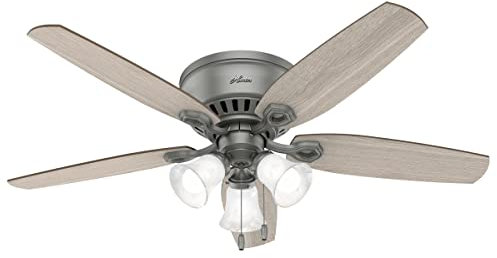 Hunter Builder Indoor Low Profile Ceiling Fan with LED Light and Pull Chain Control