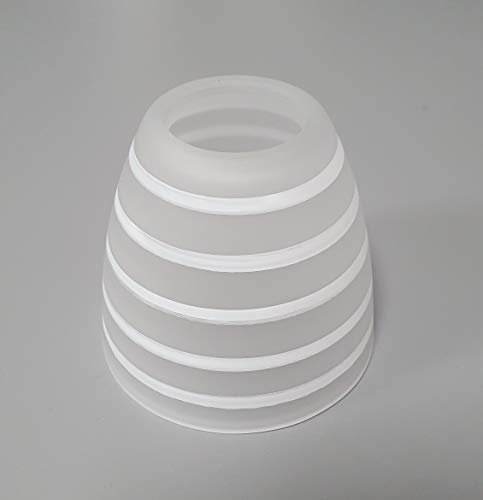 Lampenglas weiß/klar spiralform/gepunktet Design E14 Ersatzschirm Schirm Glas Lampenschirm Ersatzglas f. Pendelleuchte Tischlampe u.a. für Led Leuchte (Gestreift matt/weiß)