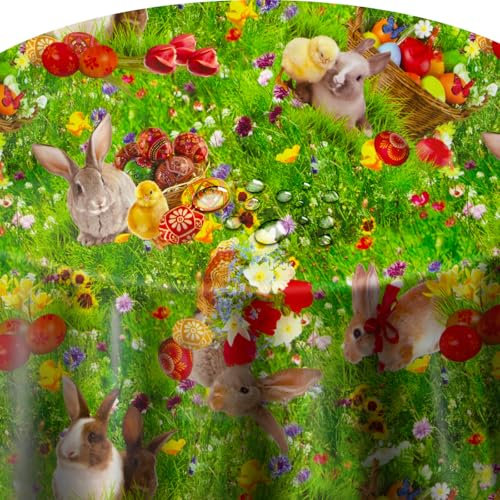 Wachstuch Wachstischdecke Tischdecke Ostertischdecke Farbe und Größe wählbar Ostern Grün Oval 130 x 200 cm abwaschbar Ostern