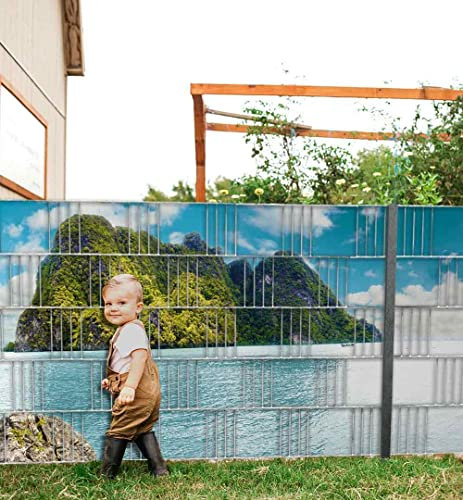MyMaxxi Infinity Zaunsichtschutz | Strand 05 beide Teile Motiv 5 Streifen | Sichtschutzstreifen für Doppelstabmattenzaun | Windschutz Sonnenschutz Blickdicht | Sichtschutz Garten | Sichtschutz