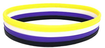 Butler & Grace Nicht binäres LGBT Gelb Weiß Lila Schwarz Silikon Armband 202mm (1 Band Only)
