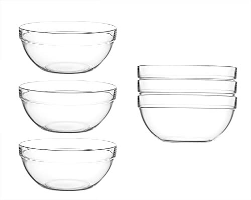 BigDean 6er Set Dipschalen Ø 10cm aus Glas 210ml - Made in France - Glasschalen, Dessertschalen, Snackschalen, Schälchen für Desserts, Tapas & Snacks