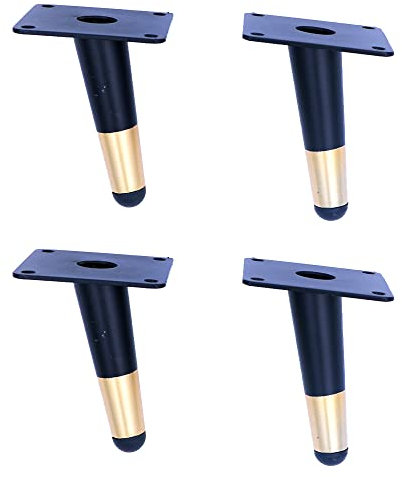 WANGCL Lot de 4 pieds coniques noirs de 10 cm, pieds de meuble obliques pour canapé, placard, bar, table, lit, pieds antidérapants et silencieux