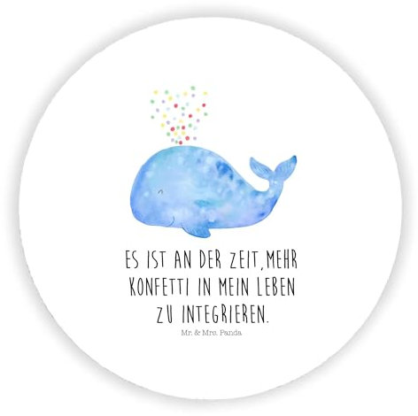 Mr. & Mrs. Panda Rund Magnet Wal Konfetti - Geschenk, Geburtstag, Meer, Pinnwandmagnet, Trennung, Motivmagnete, Kühlschrank Dekoration, Dekomagnet,