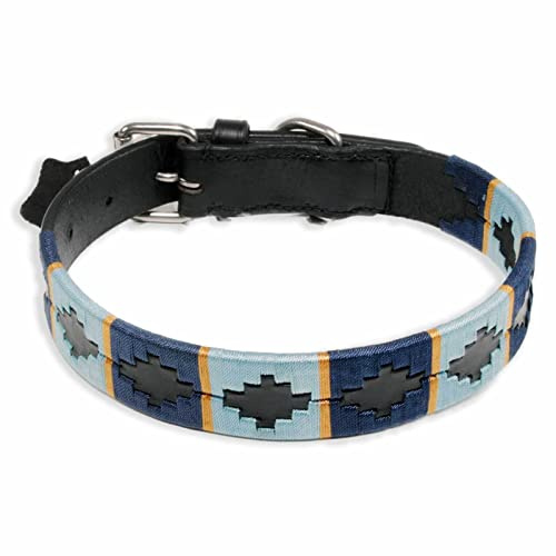 Monkimau Halsband Hund echt Leder Hunde Halsbänder Polo Design Lederhalsband schwarz verstellbar Dog Collar Hundehalsband (S: 20mm x 45cm)