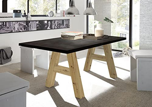 58 aufm Kessel Esstisch ausziehbar Elia 1 160 x 90 x 75 Esszimmertisch Asteiche/Schwarzstahl 13260-160