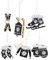 Weihnachtsanhänger Set 6 TLG | Holz Weihnachtsbaumanhänger Ski Schlitten Schlittschuhe Handschuhe | Holz-Hänger Deko (schwarz)