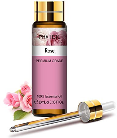 PHATOIL Aceite Esencial Rosa 10ML, Aceites Esenciales para Humidificador, Aceites de Rosa Puros Naturales para Difusor Aromaterapia Velas