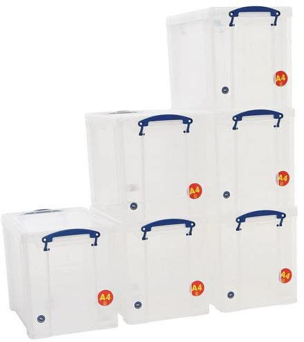 Horison Industries 19L Plastic Storage Box with Lid, Stackable Storage Boxes,Really Useful Box,Heavy Duty Storage Box - Clear Plastic Storage Box, Large Stacking Storage Box - 395x290x255mm - 6pcs