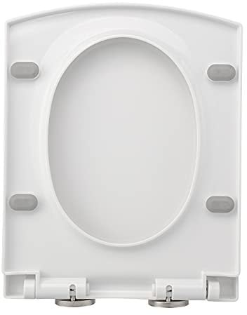 Asientos de inodoro multifuncionales de cierre silencioso, material de polipropileno, tipo rectangular, grueso, silencioso, ralentizado, se adapta a todos los inodoros normales, blanco (blanco)