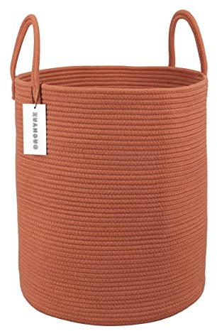 XUANGUO Wäschekorb aus Baumwollseil, für Kleidung, gewebter Aufbewahrungskorb für Wohnzimmer, Schlafzimmer, Boho, hohe Seilkörbe für Decke, Spielzeug, Kissen, Handtücher, Baby, Kinderzimmer, groß
