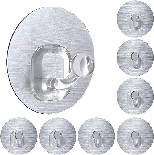 Uten Handtuchhaken selbstklebend,Haken ohne bohren Wandhaken klebend Schlüsselhaken 10er- Set für Badezimmer, Küche, Tür, Bademantel Silber (Max. 5KG)