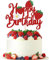 1 Stück Erdbeere Happy Birthday Geburtstag Tortendeko, Glitzer Strawberry Kuchen Deko Sommer Früchte Cake Topper für Kinder Jungen Mädchen Geburtstag Baby Dusche Party Supplies