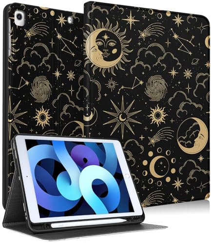 Uppuppy Custodia per iPad 9a/8a/7a generazione da 10,2 pollici ragazze donne carino Folio Smart Cover portapenne sole luna stelle ragazze ragazze belle custodie per Apple iPad 7/8/9 Gen A2602 A2270
