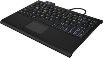 Keysonic KSK-3210ELU Super-Mini Tastatur DE-Layout, Hintergrundbeleuchtung, Touchpad, schwarz
