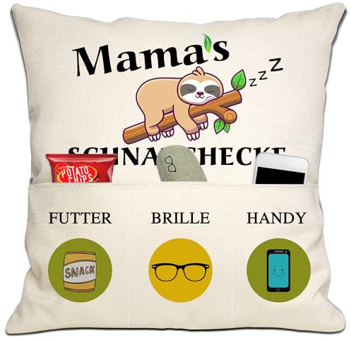 Bommex Lustige Mama Geschenk von Tochter Sohn - Mamas Schnarchecke Kissenbezug 18x18 Zoll Mit 3 Taschen für Geburtstag