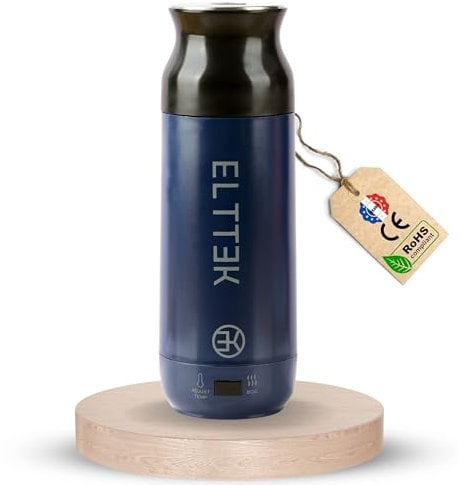 ELTTEK Mini Wasserkocher 450ml 12 Temperaturoptionen, tragbarer Reise-Wasserkocher mit Temperatureinstellung, Teekocher & Kaffeekocher, 3-in-1 Elektrobecher mit Abschaltautomatik & Tragetasche