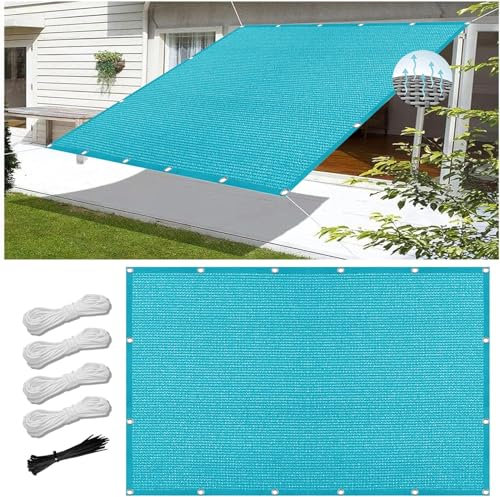 Sonnensegel Rechteckig 300 x 350 cm, 98% UV Schutz, Reißfest Wetterfest, Sonnensegel Quadrat Sichtschutz, Schattennetz Schutztuch, für Balkon Garten, Himmelblau