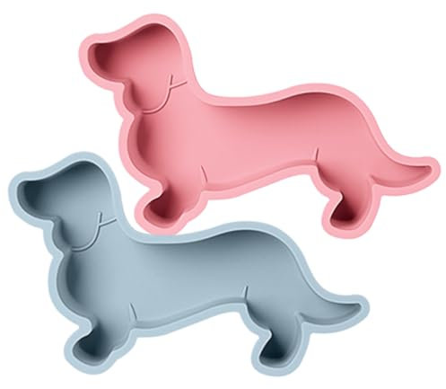 Kichvoe Lot de 2 moules à gâteau en silicone en forme de chien teckel - Moule à gâteau d'anniversaire pour chien - Plateau en silicone pour gâteaux, muffins, pains, toasts, mousse