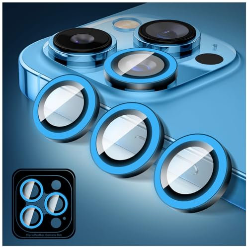 Kucheed Proteggi Obiettivo Fotocamera Glitterato Compatibile con iPhone 14 Pro/iPhone 14 Pro Max, Adesivi per Copertura Fotocamera in Vetro Temperato, Anelli in Lega con Allineamento Automatico