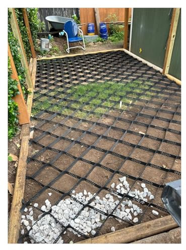 Kit de pavage de gravier perméable pour garage, abri de jardin, kit de pavé flexible perméable pour patios, collines et pentes, stabilisateur robuste de 5,1 cm d'épaisseur, 855 kg/m², 2 x 9 m