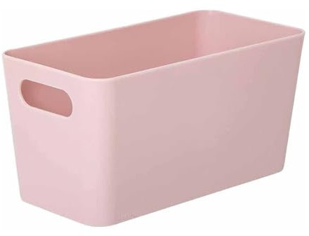 Plastic Storage Basket/Box | Rectangular 6.01 Plastic Storage Box with Handles | Kitchen Home & Office Storage Basket Boxes - 20 cm (Blush Pink - Single Pack)