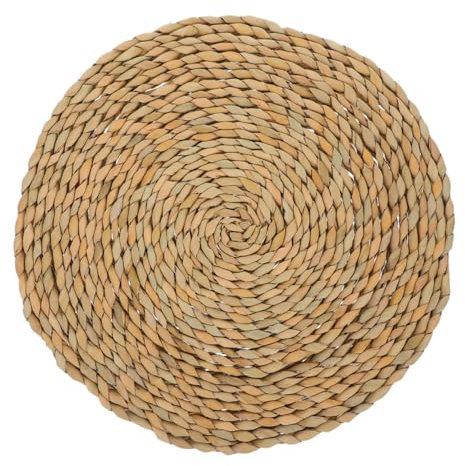 Kisangel Strohsitzkissen Einfach zu Reinigen aus Natürlichem Stroh Weiches und Rundes 35x35cm Weiches und Bodenkissen im Boho Stil für Meditation und Futons
