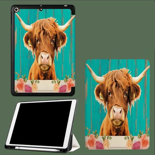 Hülle Kompatibel mit für iPad 10,2 Zoll 2021/2020/2019 (9/8/7 Generation),Ultra Schlank Superleicht Ständer Schutzhülle Cover mit Auto Schlaf/Wach Funktion Lineal Blaues Holzbrett