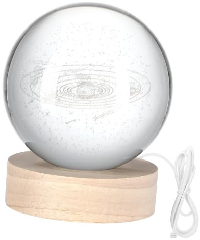 DOITOOL Lámpara De Mesa Tallada Lámpara De Bola De Cristal Luz Decorativa Para Sala De Estar Dormitorio Mesa De Noche