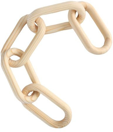 Puhui Boho Deko Kiefer Holz Kette 5 Glieder – Tischdeko – Moderne Holzdeko für Tisch & Regal, Modern für Zuhause, Kettenglieder für Wohnzimmer, Schlafzimmer Büro & Esstisch (Natur)