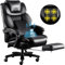 Fantasylab Bürostuhl 200KG mit 3D Rollendes Massagefunktion für Rückenschmerzen Ergonomischer Chefsessel Flip-up Armlehnen, hohe Rückenlehne