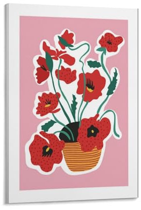 LZTEN Blumenmarkt, farbenfrohe, abstrakte botanische Frühlingsblumen im Topf, Wandkunstdruck, Matisse-Stil, Blumenposter, Boho, Kinderzimmer, Druckrahmen, 60 x 90 cm