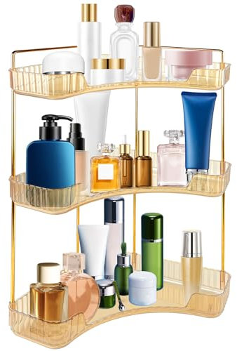 Makeup Organiser Corner Trays, 3 Tier Skincare Organiser Bathroom Countertop Dressing Table Cosmetic Storage for Perfume,Lotion,Lipstick