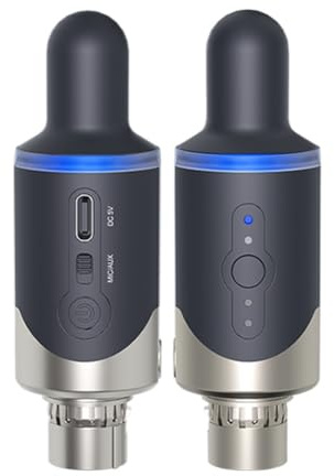Pesderty New UHF Wireless Mic Adapter XLR Transmitter & Receiver Converter Wireless Mic Rechargeable for Live Interview/Studio