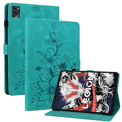 SLLMYYX Case for Lenovo Legion Y700 (2025)/Legion Tab Gen 3 8.8 inch, Lily Flower PU Leather Slim Folio Tablet Cover (Green)