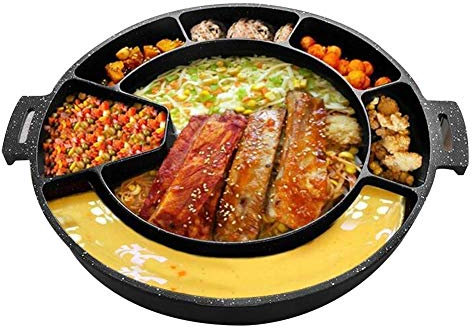 2-in-1-Grill, Indoor-BBQ-Kochplatte, antihaftbeschichtet, vielseitig etzbar, Grillfläche, wendbare Grillpfanne, Bratpfanne (Stil: A)
