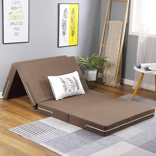 Klappmatratze 80x200 90x200 100x200 120x200, Gästematratze Klappbar Faltbar Doppel, 4-Teilige Faltmatratze Kinder, Waschbarer Faltbare Matratze, Schaumstoff Matratze(Khaki,8 * 120 * 200cm)