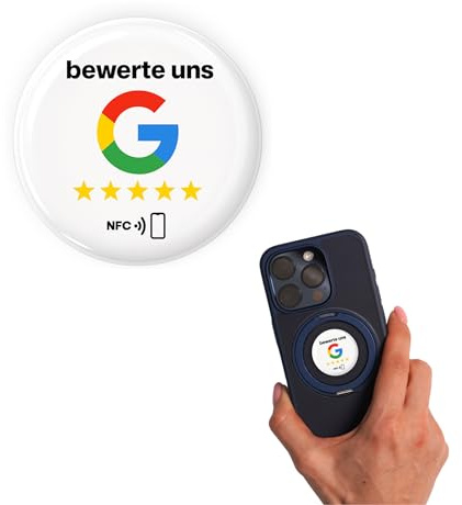 Google NFC Sticker zum Sammeln von Bewertungen – Einzelstück, 3 cm – bewerten mit einem Tap – selbst programmierbar & wiederbeschreibbar - Für Handwerker, Cafés, Studios