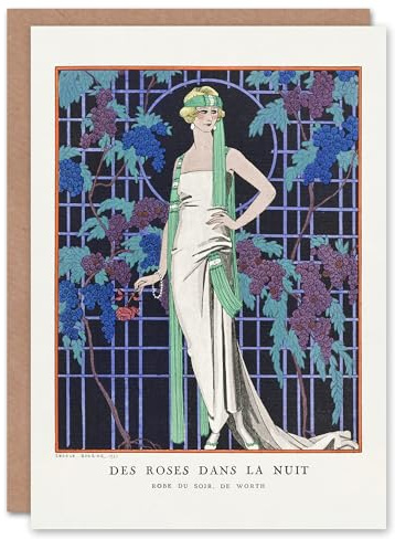 Artery8 George Barbier Art Card Night Roses Vintage Fashion Advert