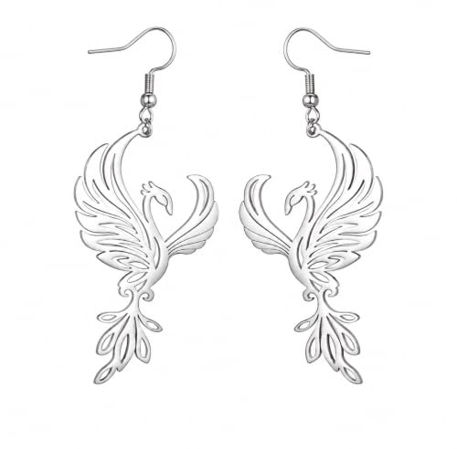 YIQPKUM Zarter Phönix Ohrringe Hänger für Mütter Vogel Edelstahl Fantasie Schmuck