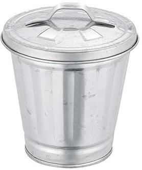 Wwyan Silver Mini Galvanized Trash Can with Lid,Small Metal Buckets with Lids,Wastebaskets,Wastebasket Trash Can,Metal Rubbish Bin,Tabletop Can,Flower Pot Pen Holde Trash,Waste Receptacles and Liners
