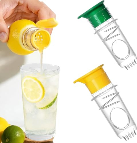 2 spremiagrumi manuali, spremiagrumi per succo di limone, semplice e veloce, con tappo a vite, piccolo spremiagrumi per limoni, arance, ecc. (giallo e verde) (colorato 1)
