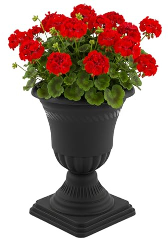 Pot de fleurs grand format amphore avec pied - Diamètre : 23 cm - Hauteur : 35 cm - Rond - Graphite - Slim Home and Garden - Pour fleurs fraîches et artificielles